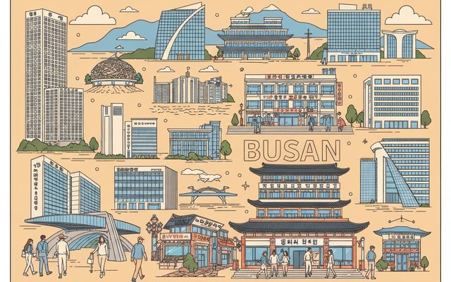 Illustration of Busan, South Korea
