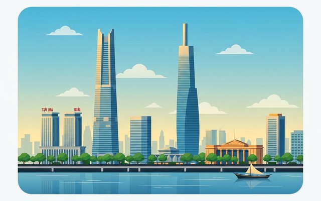 Illustration of Ho Chi Minh City, Vietnam