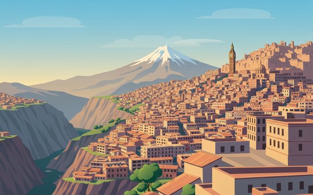Illustration of La Paz, Bolivia
