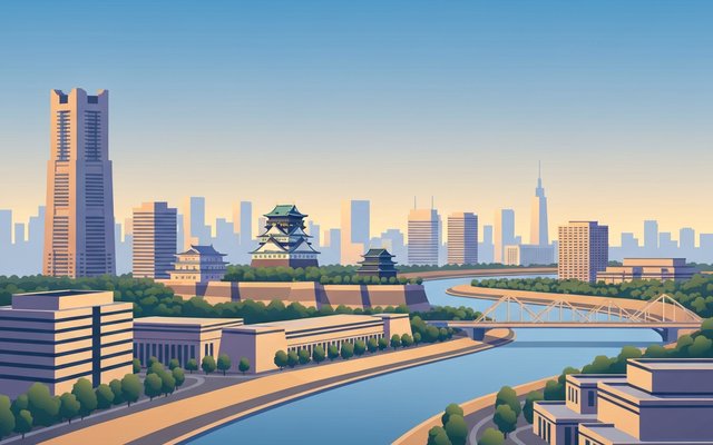 Illustration of Osaka, Japan
