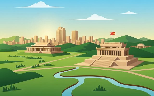Illustration of Pyongyang, North Korea
