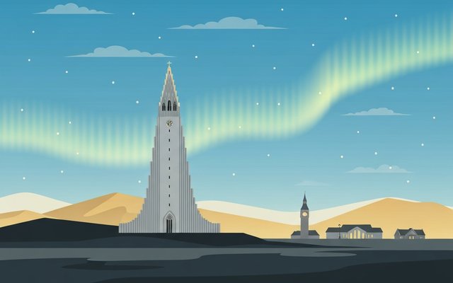 Illustration of Reykjavik, Iceland
