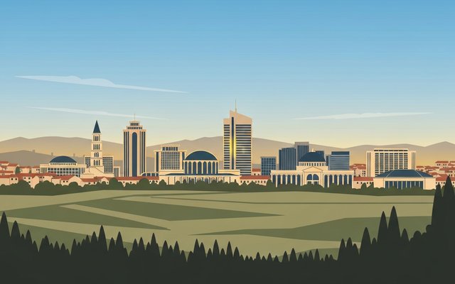 Illustration of Skopje, North Macedonia