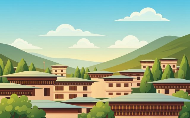 Illustration of Thimphu, Bhutan