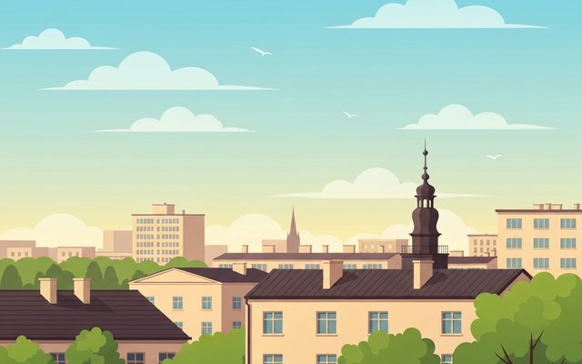 Illustration of Warsaw, Poland
