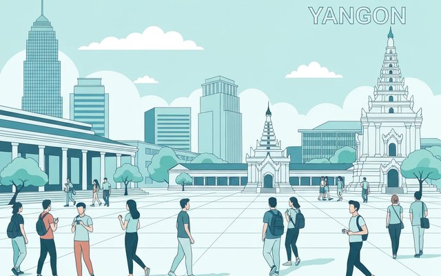 Illustration of Yangon, Myanmar